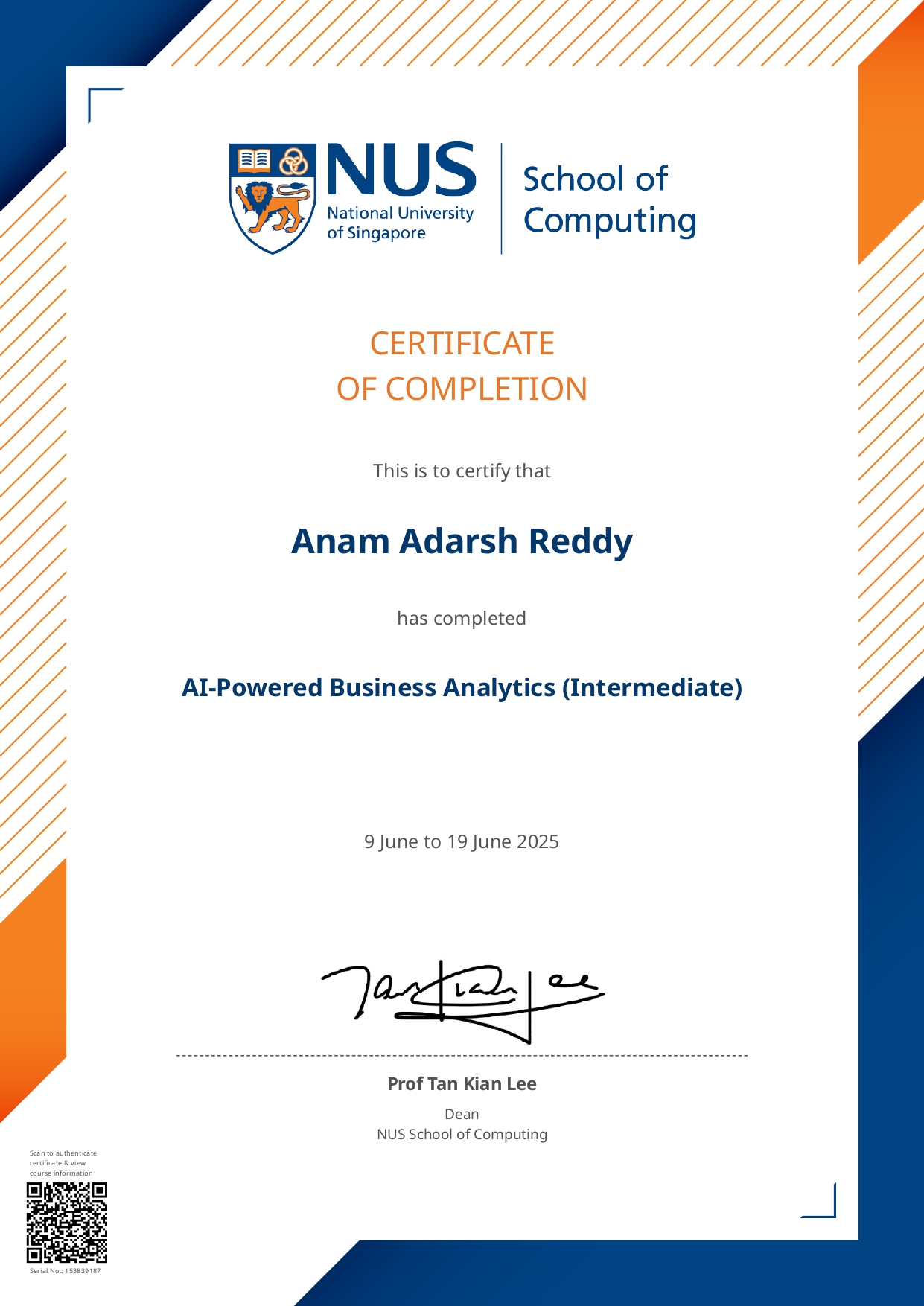 AI-Powered Business Analytics (Intermediate) - NUS